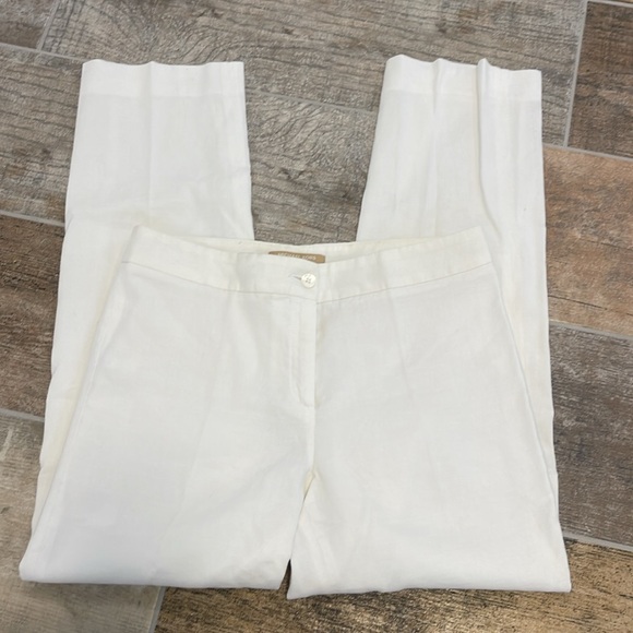 Michael Kors White Linen Pants Made in Italy Straight Leg Size 4 - Picture 1 of 9